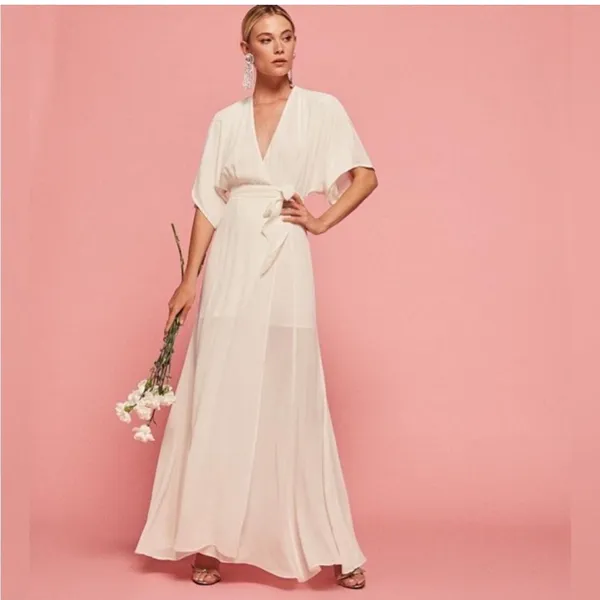 Reformation‎ Winslow Wrap Dress White Ivory Size S - Image 4