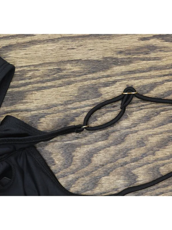 NWT Cotton On Womens Thin Strap Low-Scoop One Piece Swimsuit Black Shimmer S - Image 8