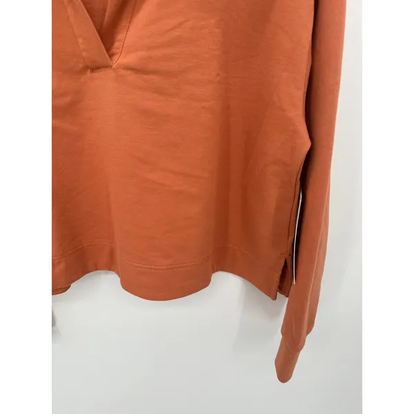 Athleta Sweatshirt‎ Women MEDIUM NWT Orange Sunbaked Clay Retroterry Polo - Image 4