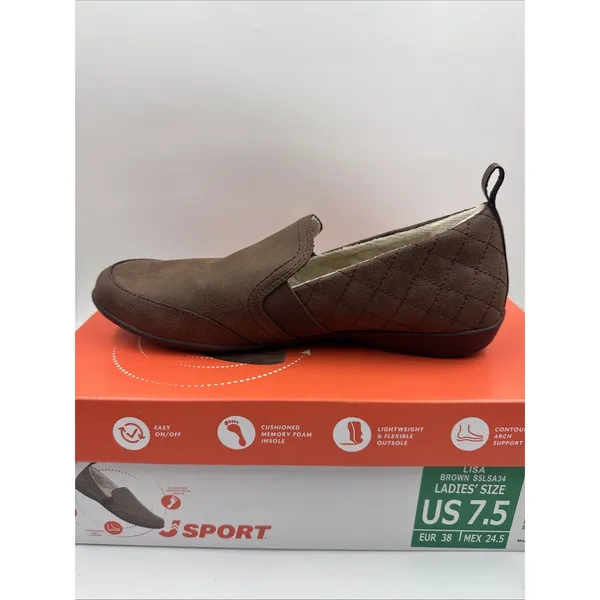 JSport Women's Casual Loafer Slip On Shoes Flats Faux Fur Lined Brown Size 7.5 - Image 10