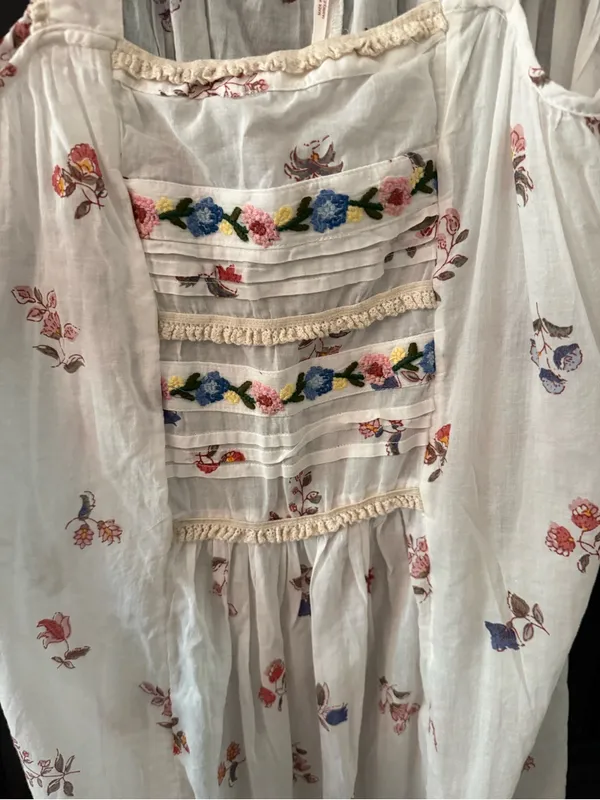 Free People The Way Back Maxi Top XS White Floral with Embroidery - Image 7