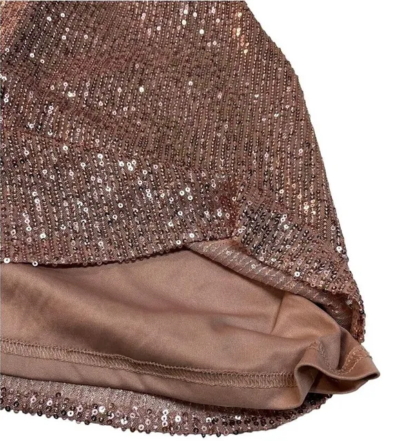 Lulus Party in Style Sequin Sleeveless Mini Lined V Neck Dress Light Pink XL - Image 13