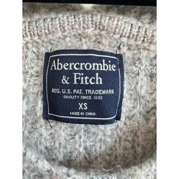 Abercrombie & Fitch Womens XS Marled Pink Oatmeal Ribbed V-Neck Sweater Pullover - Image 3