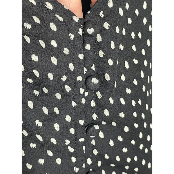Abercrombie Black Polka Dot Faux Wrap Dress Button Front S - Image 3