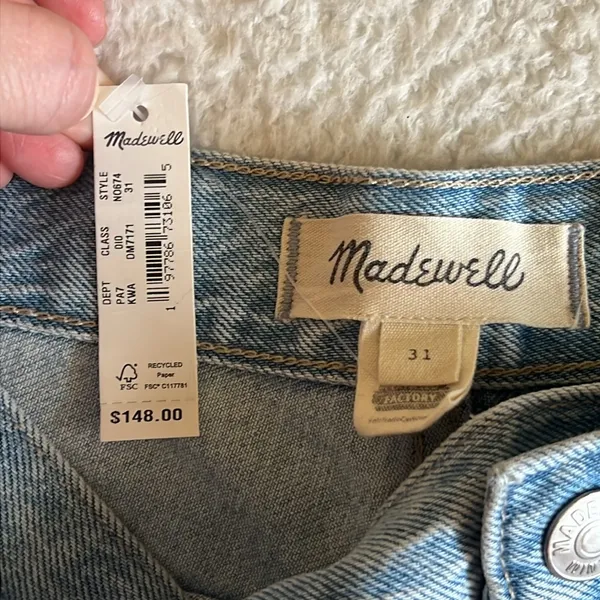 Madewell Belted‎ Baggy Jeans Light Wash High Rise Wide Leg NWT 31 - Image 9