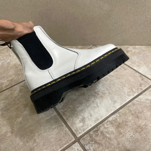 Dr‎ Martens 2976 Quad White Leather Platform Chelsea Boots Womens Sz 5 Chunky - Image 5