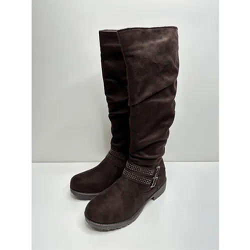 Wanted Brown Faux‎ Suede Slouch Knee High Studded Buckle Boots Size 5.5 - Image 2