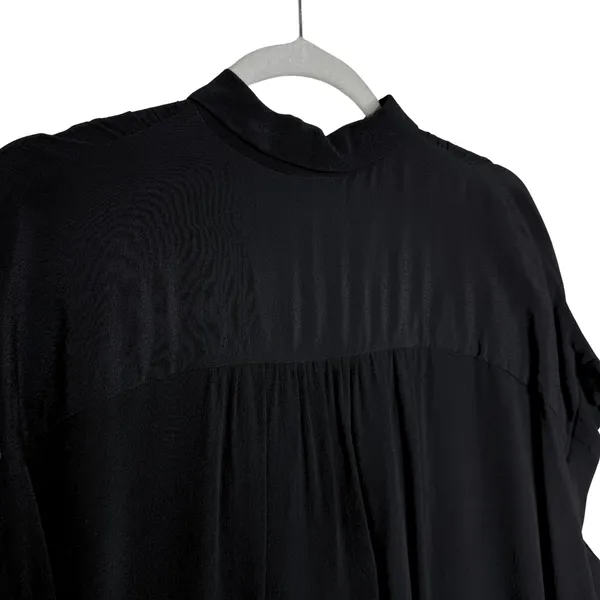 Madewell Central Drapey Button Front Dolman Shirt Size Small Black Preppy Office - Image 7