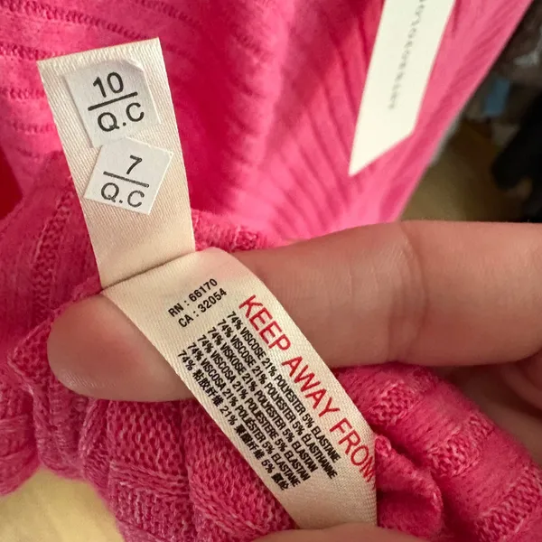 Anthropologie Daily Practice Pink Ribbed Barre Midi V-Neck Dress Size Large‎ NWT - Image 8