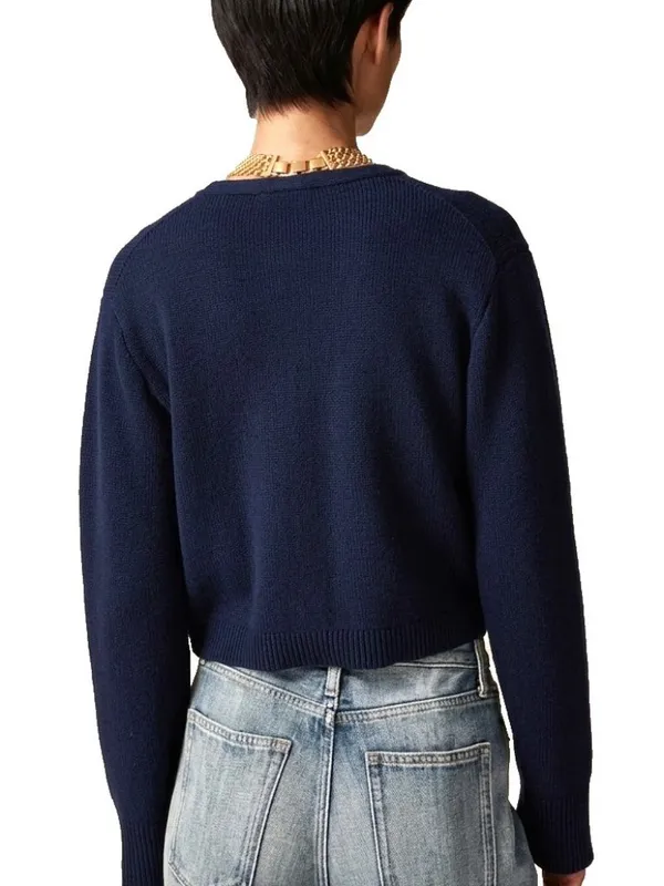 NWT J.Crew Emilie Sweater Lady Jacket in Navy Blue Cotton Knit Cardigan L - Image 3
