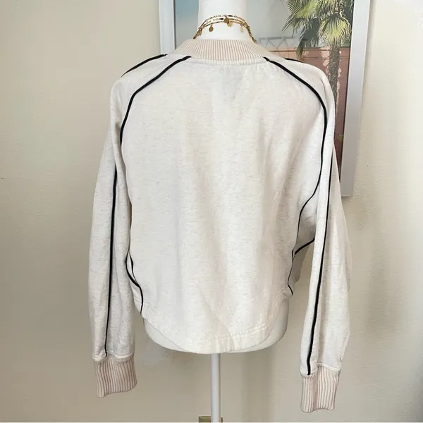 Anthropologie Maeve Paneled Warm-Up Sweatshirt in Cream Size Small - Image 9