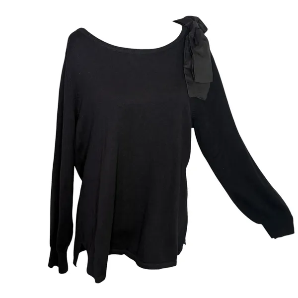 Coquette Black‎ Bow Shoulder Knit Sweater XL Balletcore Romantic Knit Top - Image 3