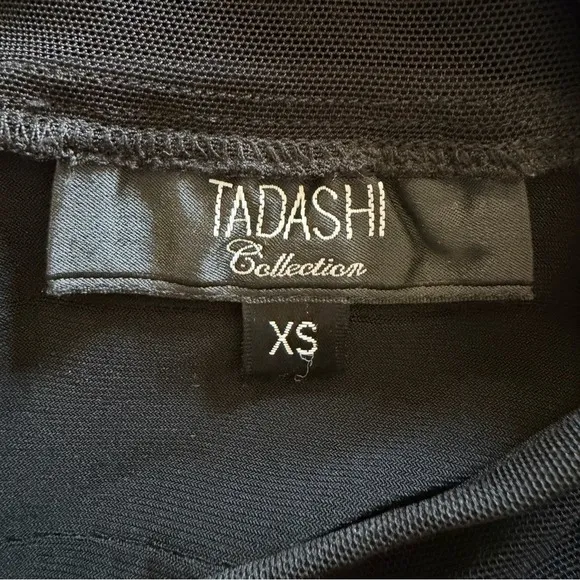 Tadashi Shoji Black Sheer Mesh Bodycon Midi Dress XS Illusion Sleeve Cocktail NWT - Image 7