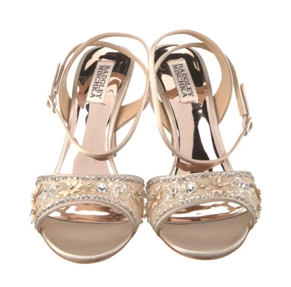 Badgley Mischka NEW Tayten Satin Crystal Ankle Strap Sandals Size 6, Retail $235 - Image 6