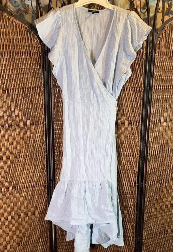 Drew Light Blue Wrap Dress Size M - Image 2