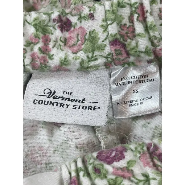 Vermont Country Store Floral Pajamas XS Pink Cotton Jogger Lounge Set Cottage - Image 9