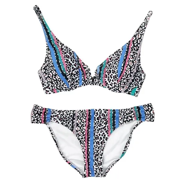 Jessica‎ Simpson Underwire Push-up Bikini Leopard Print Stripes Size Small - Image 4