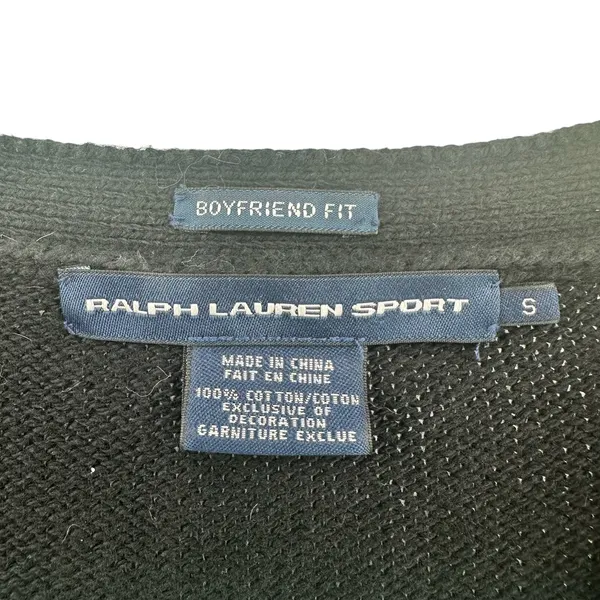 Ralph Lauren Sport‎ Size Small Sweater Black Button Up Cardigan Boyfriend Fit - Image 6