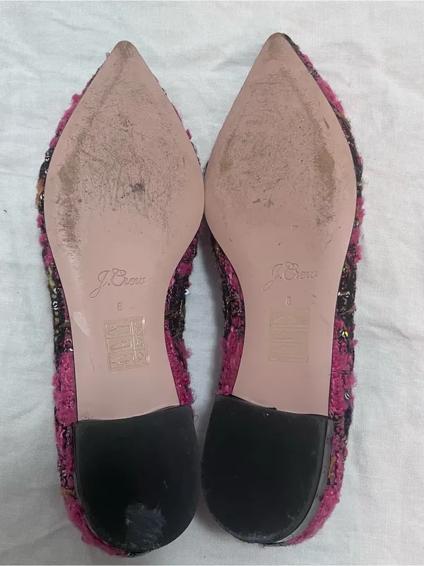J crew Women's Pink Tweed Pointed-Toe Ballet Flats - Image 5