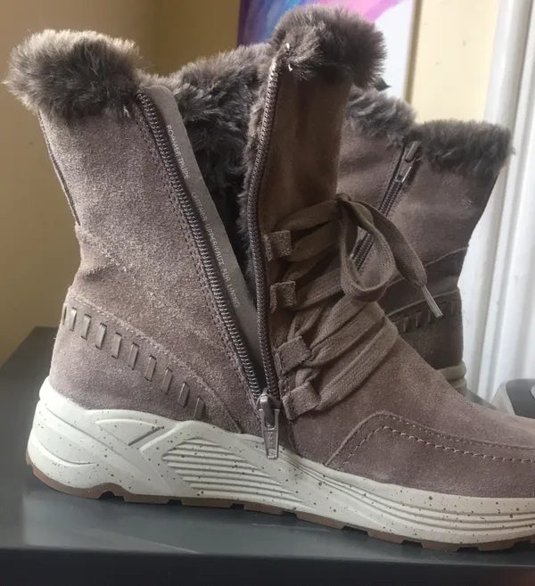 Earth Roamer Taupe Beige Suede Side Zip Lace Up Boots $139.95 EUC 7.5 - Image 6