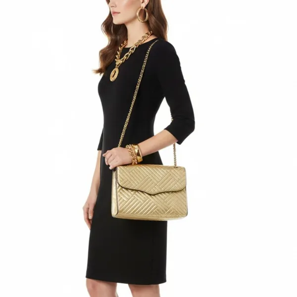Rebecca Minkoff Gold Quilted Chain Shoulder Handbag - Image 2