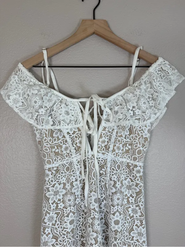 For Love & Lemons Vintage 2016 Rosemary White Beige Lace Mini Dress Small $350 - Image 16