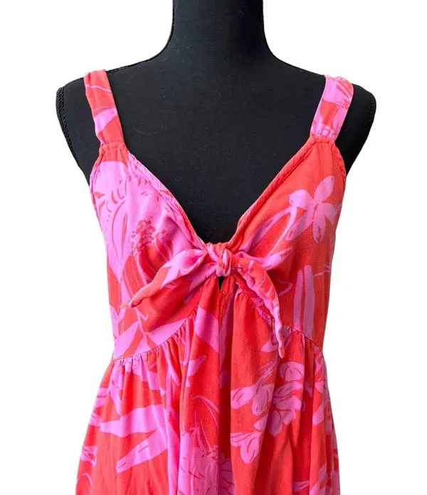 Goa Beachwear by japna Orange pink floral island vacation resort wear maxi dress - Image 3