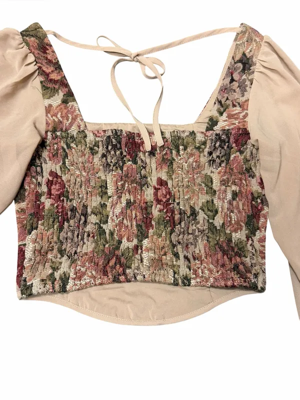 Willow + Root Floral Smocked Tapestry Crop Top NWT XS Cottagecore Fairycore - Image 6