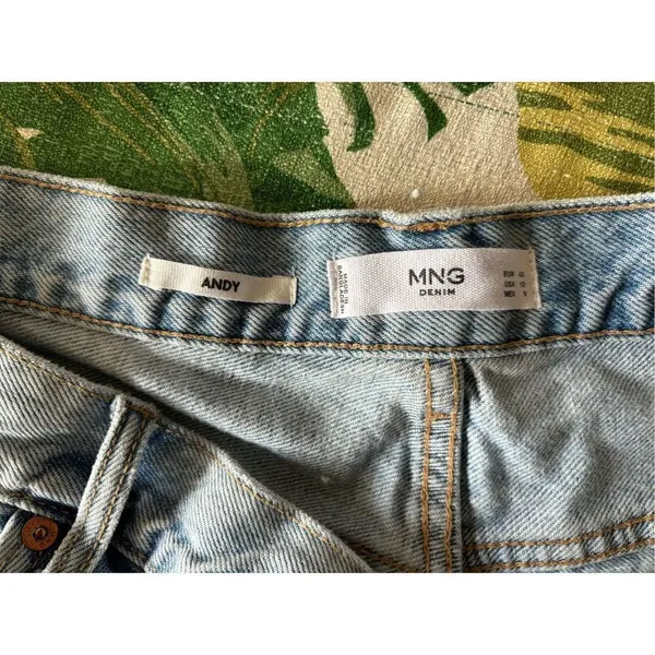 Mango MNG Andy Distressed Denim Shorts Button Fly Raw Hem Size 10 - Image 2