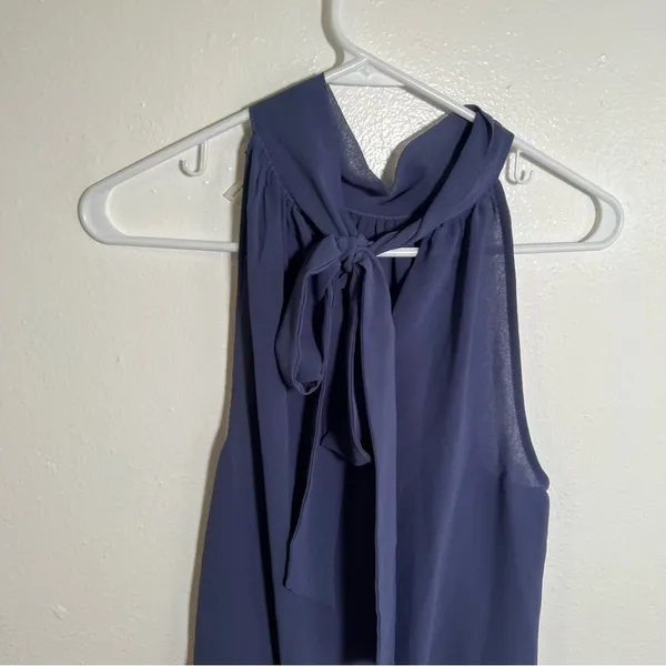 1.State‎ Women's Size Small Sleeveless High Neck Blouse Chiffon Deep Cobalt Blue - Image 6