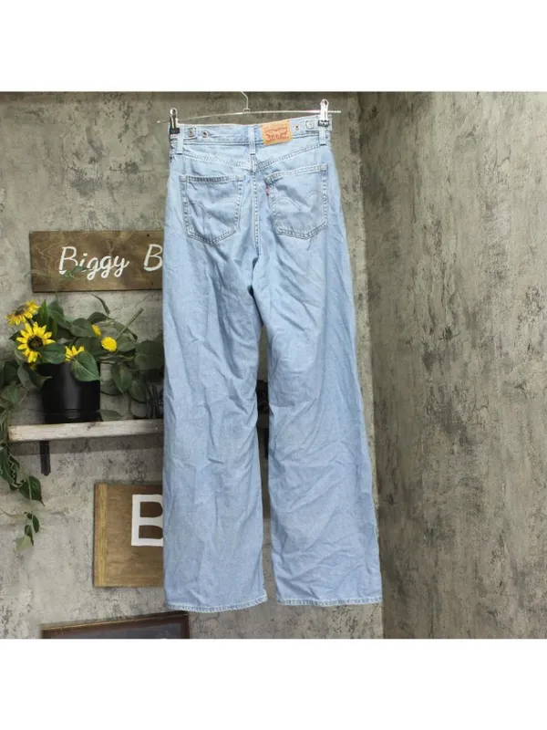 Levi's Womens Cinch Barrel High Rise Straight Leg Jeans Light Blue 25x31 - Image 2