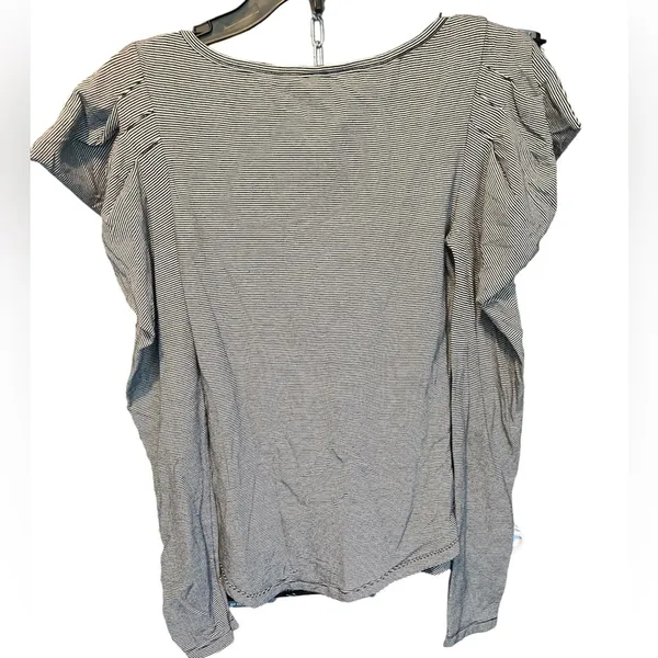 FREE‎ PEOPLE Puff Sleeve Penelope Long Sleeve Black Striped Top Size Small - Image 4