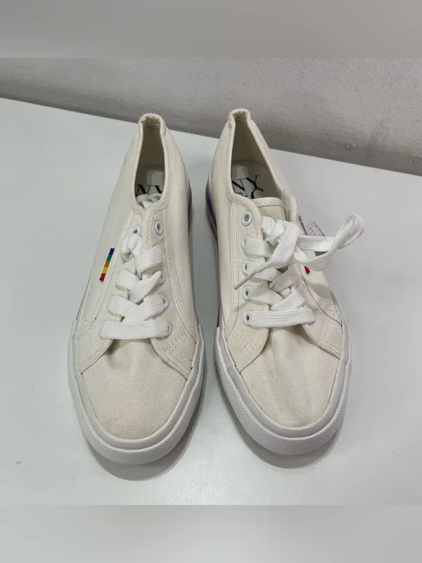 Rainbow Lace Up Sneakers Pride New York & Company Shoes Skater Casual Women 8 - Image 2