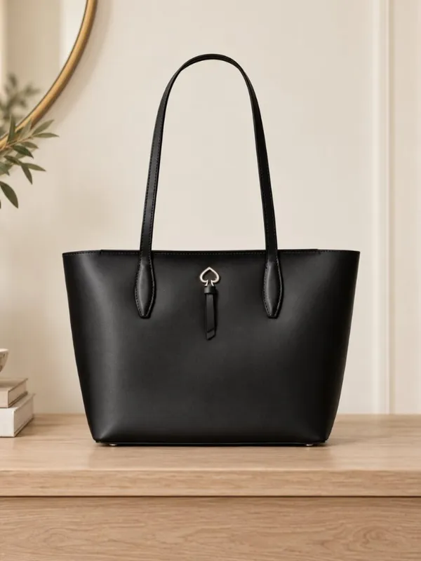 Kate Spade Black Refined Grain Leather Spade Logo Tote Bag NWT - Image 2