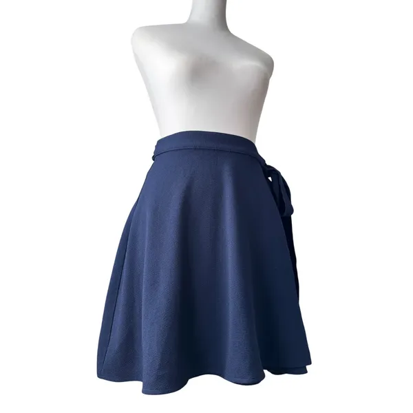 American Apparel Navy Blue Adjustable Self-Tie Wrap Mini Skirt - Image 6