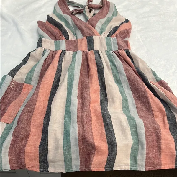 American Eagle Outfitters Pink and Green Halter Maxi Sundress - Image 3