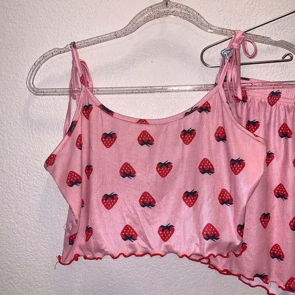Amazon Woman’s two piece pink strawberry sexy set pajama set - Image 2