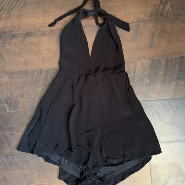 Free People Black Vneck Romper - Image 3