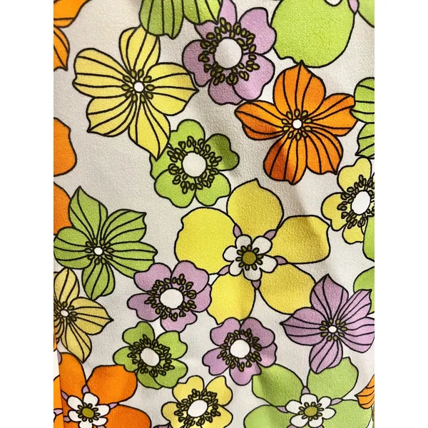 Zara Bright 70s Style Retro Floral Mini Dress Women's sz. XS Green Multicolor - Image 7