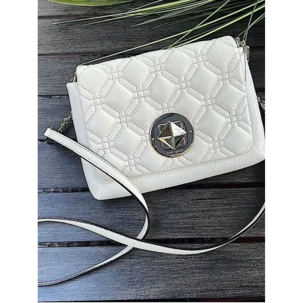 Kate Spade Naomi Astor Quilted Leather Crossbody Bag Bone Ivory - Image 2
