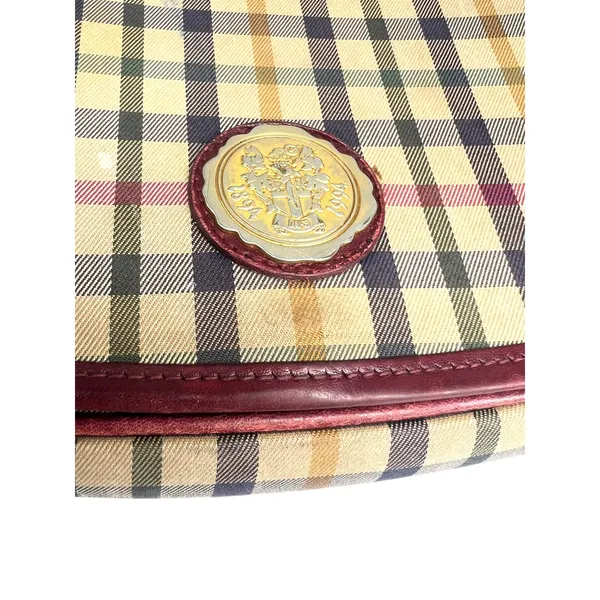 Vintage 70's Daks London Tartan House Check Shoulder Bag Crossbody Purse Brass - Image 11