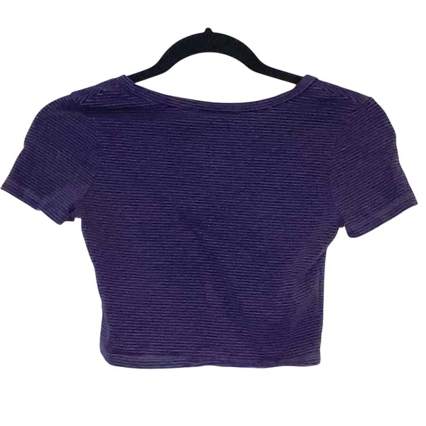 BP‎ Purple Ribbed Cropped Baby Tee Short Sleeve Top Small - Image 2