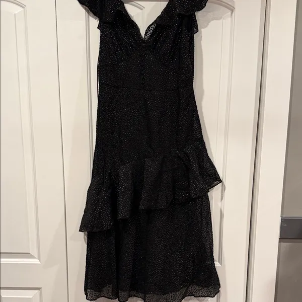 ML monique Lhuillier‎ velvet ruffle dress 8 - Image 4
