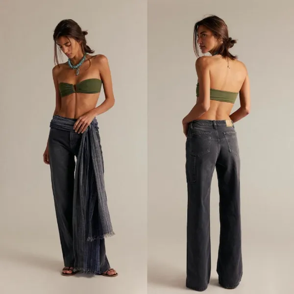 We The Free Tinsley Baggy Mid-Rise Straight Leg‎ Jeans Blow Out Black 27" - Image 2