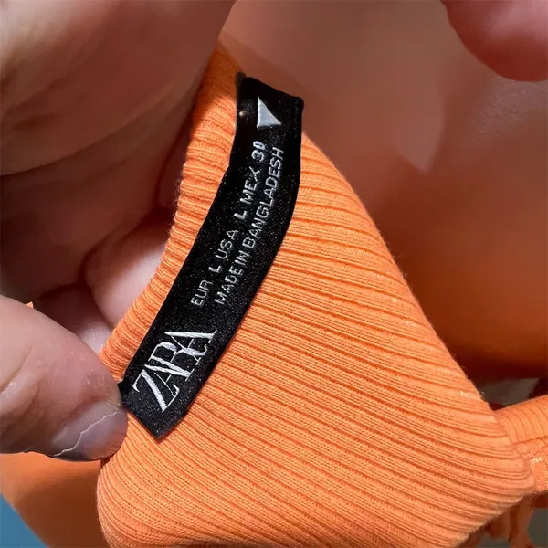 Zara Women's Orange Ribbed Mini Dress with Cutouts Size L - Image 5