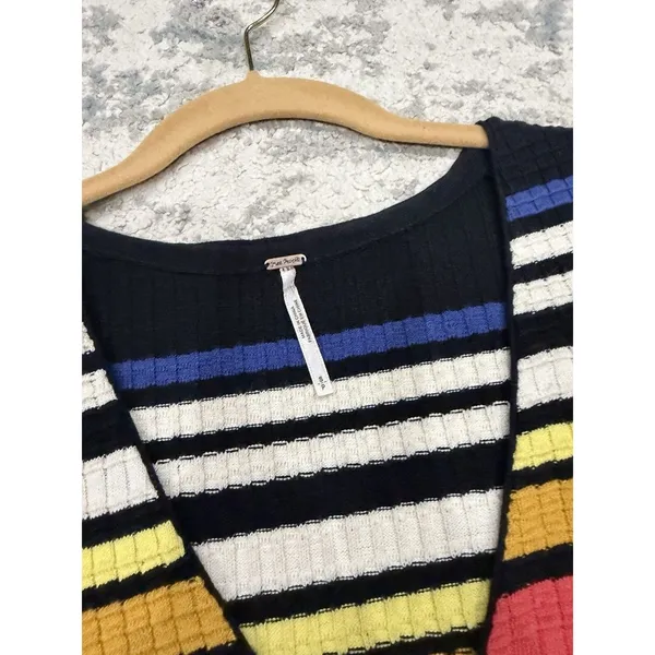 Free People Gidget Sweater Dress Striped Ribbed Puff Sleeve Mini Dress - Image 5