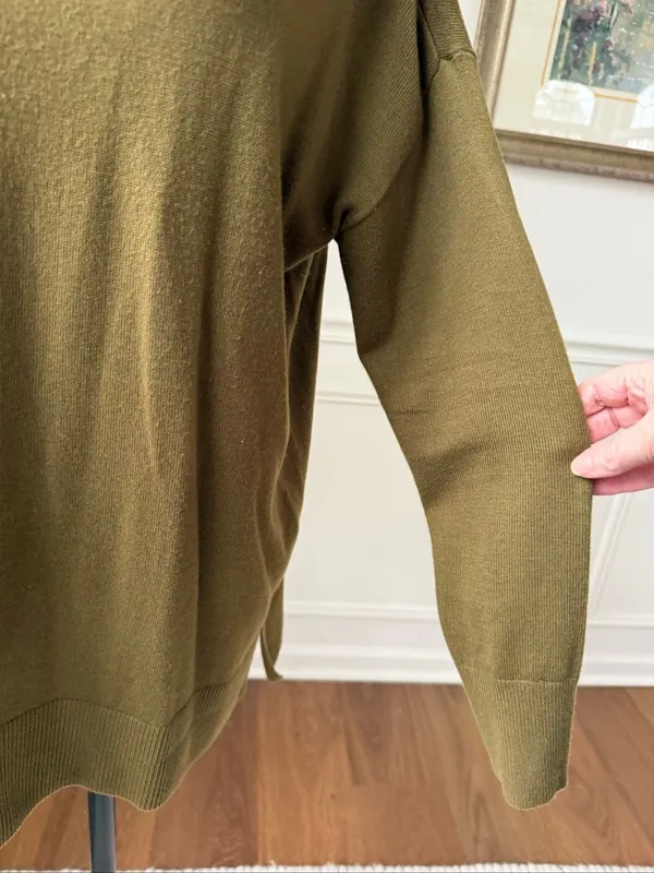 Loft Artichoke Green Mock Neck Fine Gauge Knit Sweater M - Image 5