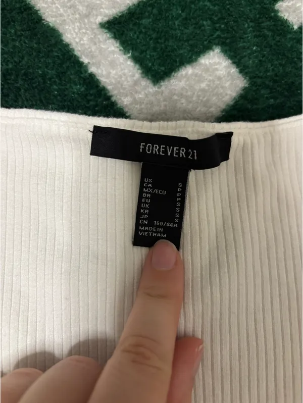 Forever 21 White Tank Top Cropped Ribbed - Image 2