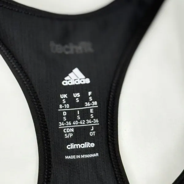 Adidas Techfit Climalite Womens Racerback Sports Bra Black‎ Medium Support Small - Image 2