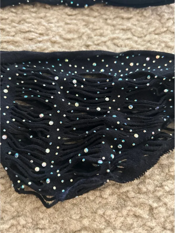 C523 strechable panty top set sparkle Black - Image 2